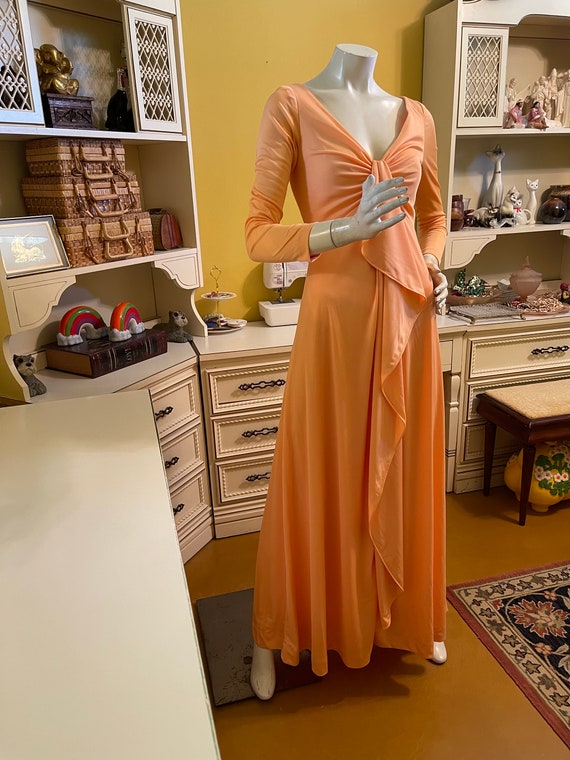 Vintage 70’s Eva Gabor peach gown