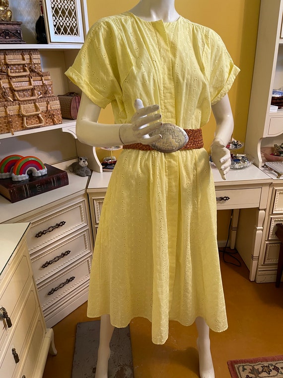 Vintage yellow eyelet dress - image 2