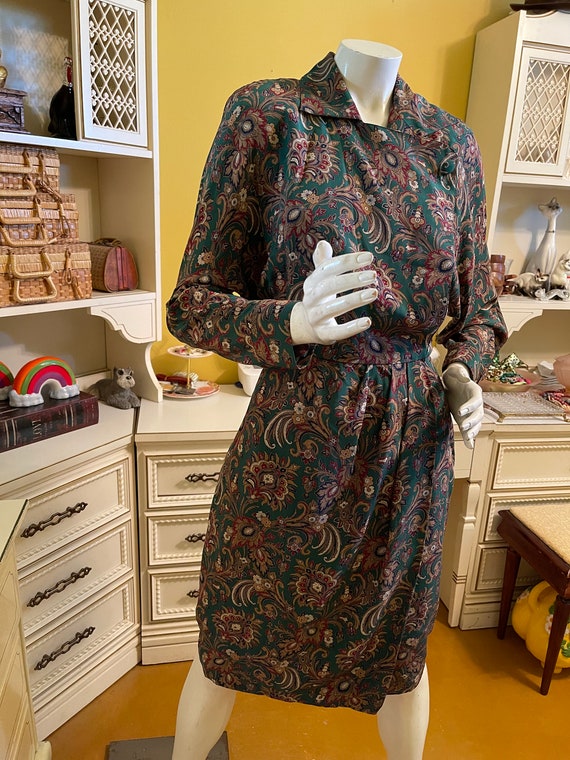 Vintage 90’s paisley print silk Talbots dress