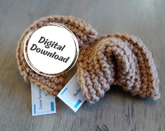 Crochet Fortune Cookie Amigurumi Crochet Pattern - Digital Download