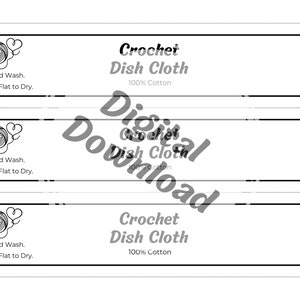 Crochet Printable Packaging Labels for Dish Cloths / Wash Cloths - Etsy
