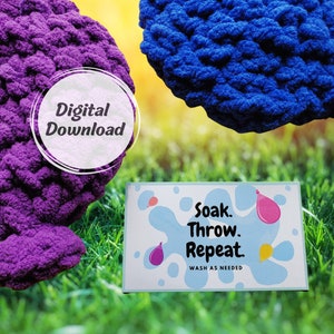 Crochet Water Balloon Digital Download Printable Tag