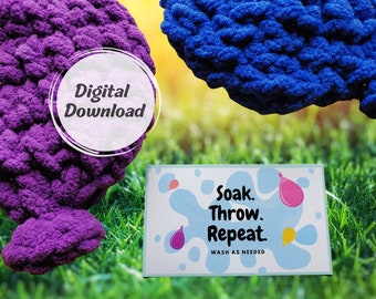 Crochet Water Balloon Digital Download Printable Tag