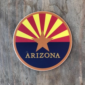 Arizona Flag Sticker: Weather Resistant Matte Vinyl Circle