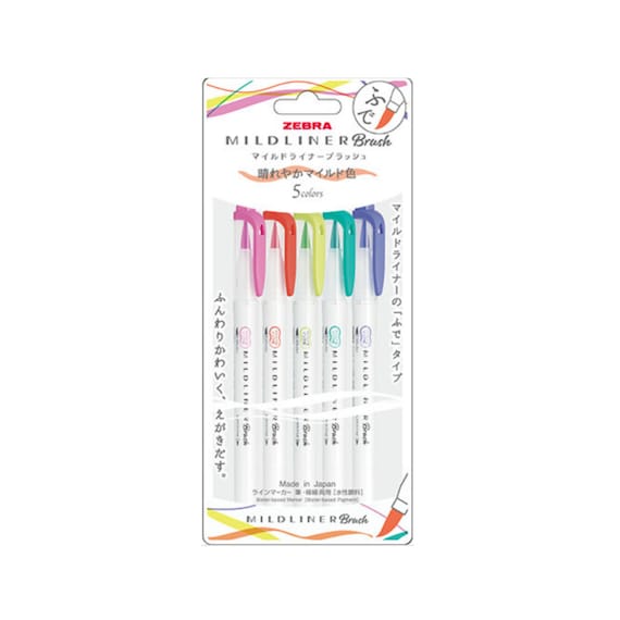 Zebra Mildliner Brush Pen 5 Set Refresh