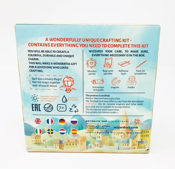 Children/'s Craft Kit Wizardi Wooden Charms Diamond Painting Kit Cat in the Moon