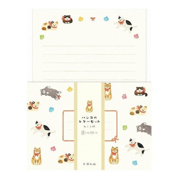 Furukawa Paper Works - Hanko Letter Set - Gatos con campanas