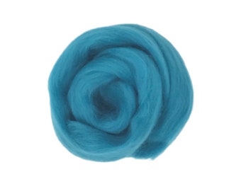 High Quality Merino Wool Roving for Needle Felting and Wet Felting - 23 micron - Teal M026