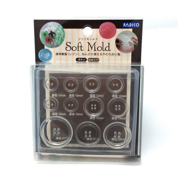 Padico Soft Mold - Buttons - Perfect for UV Resin and Clay Crafts - Make Beautiful Jewellery!