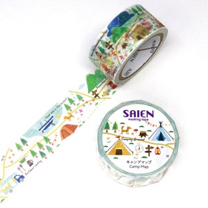 Kamiiso SAIEN Washi Tape - Camping Karte (Made in Japan)