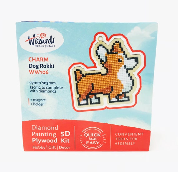 Children/'s Craft Kit Wizardi Wooden Charms Diamond Painting Kit Cat in the Moon