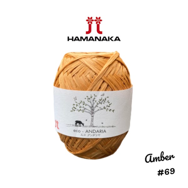 Hamanaka Eco-Andaria Raffia Style Yarn - Amber #69 - Great for Crochet Bags, Purses, Hats & More!