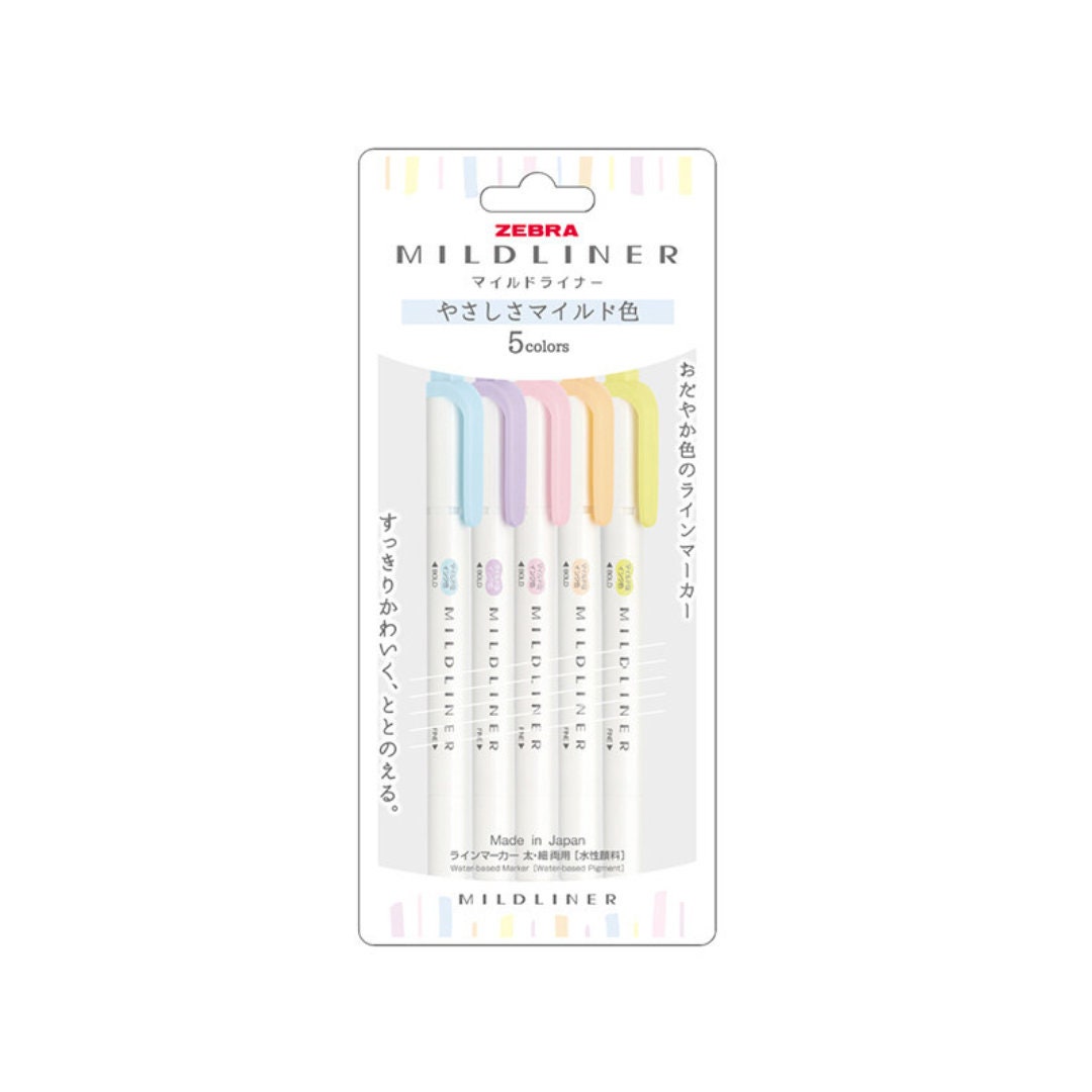 Zebra Mildliner Set of 5 Colours Pastel Etsy UK