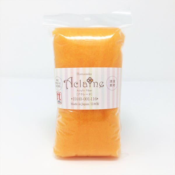 Japanese Hamanaka Aclaine Acrylic Fibre for Needle Felting. 15g pack - Orange #116