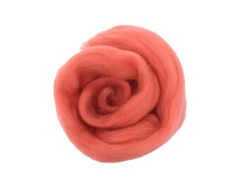 High Quality Merino Wool Roving for Needle Felting and Wet Felting - 23 micron - Coral M021