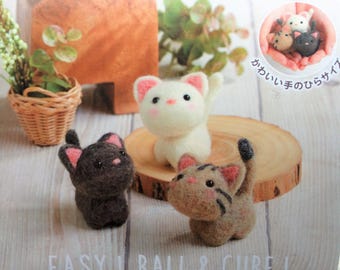 Japanese Hamanaka Needle Felting Kit- 3 Little Kittens (English translation included)