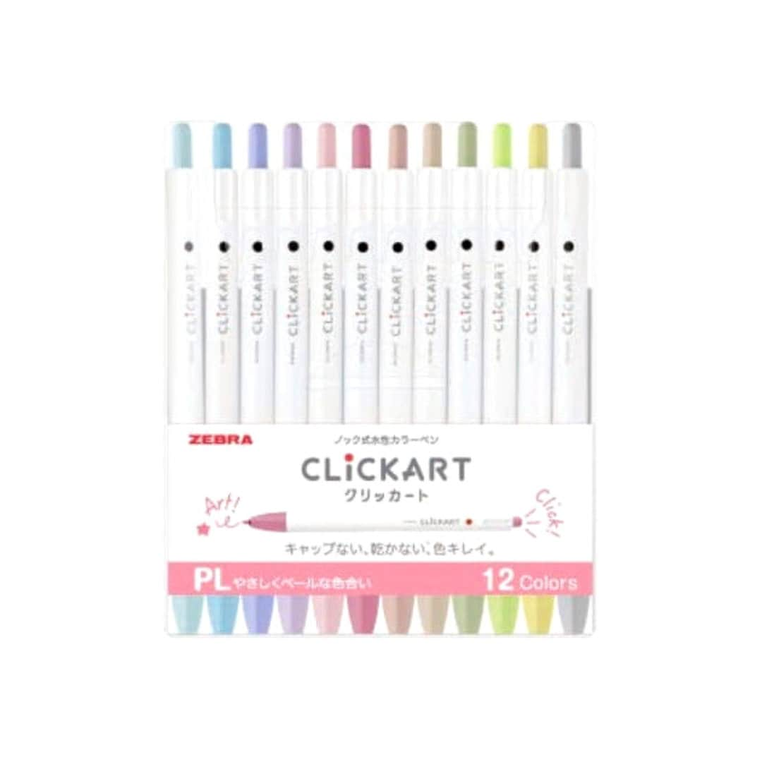 Zebra Clickart Fineliner Set of 12 Pastel Colours PL 