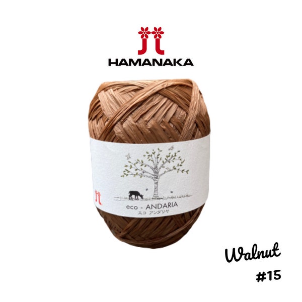 Hamanaka Eco-Andaria Raffia Style Yarn - Walnut #15 - Great for Crochet Bags, Purses, Hats & More!