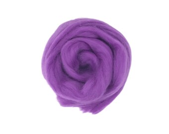 High Quality Merino Wool Roving for Needle Felting and Wet Felting - 23 micron - Purple M006.