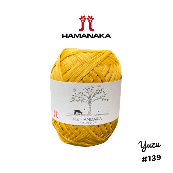 Hamanaka Eco-Andaria Raffia Style Yarn - Yuzu #139 - Great for Crochet Bags, Purses, Hats & More!