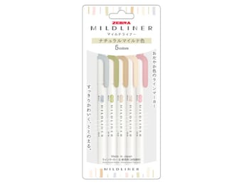 Zebra Mildliner - Set of 5 Colours - Natural Mild