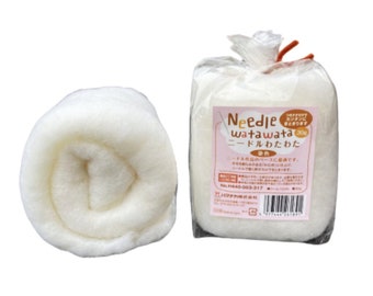 Japanese Felting Core Wool Batt- 30g Hamanaka Needle Watawata - White