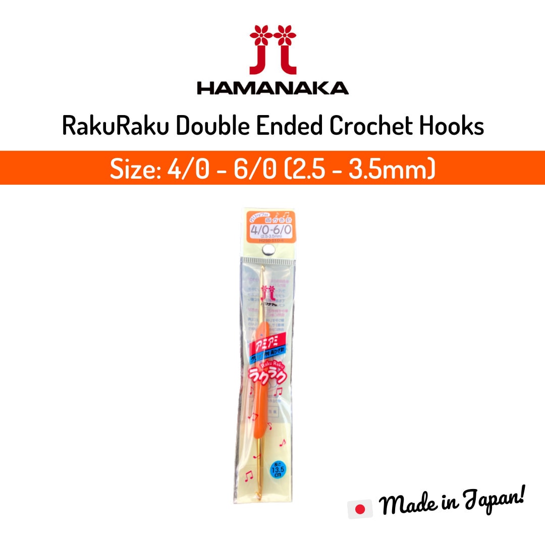 Japan Hamanaka Raku Raku Double Ended Crochet Hook Orange 2.5mm 3.5mm 
