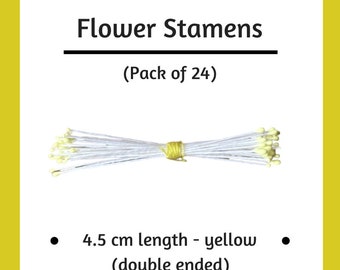 Paper Flower Stamens - Yellow - Pack of 24