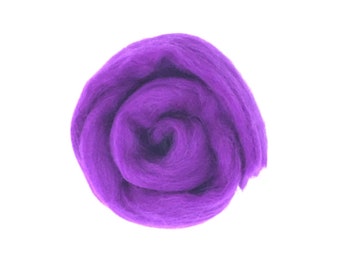 High Quality Merino Wool Roving for Needle Felting and Wet Felting - 23 micron - Violet M007