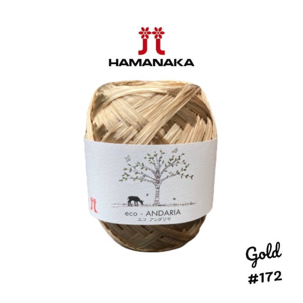 Hamanaka Eco-Andaria Raffia Style Yarn - Gold #172 - Great for Crochet Bags, Purses, Hats & More!