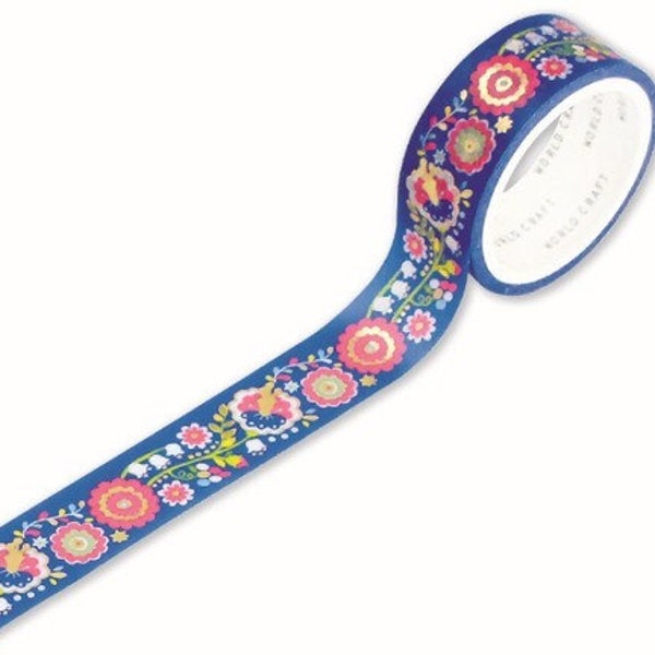 World Craft Washi Tape - Mineees - "Blue Floral"