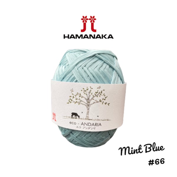 Hamanaka Eco-Andaria Raffia Style Yarn - Mint Blue #66 - Great for Crochet Bags, Purses, Hats & More!