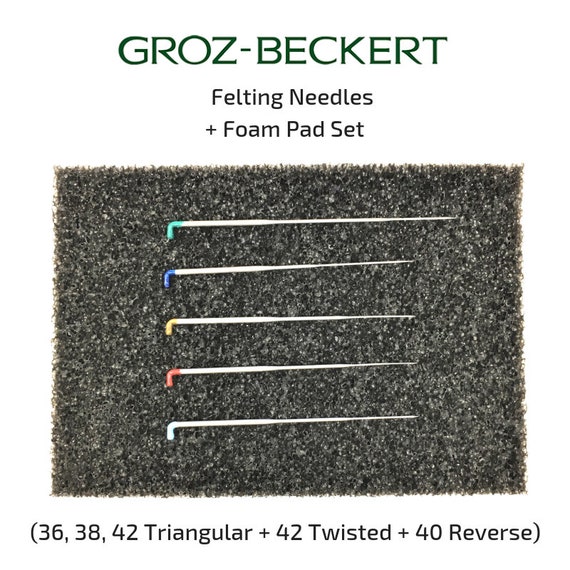 Groz-beckert Felting Needle Set With Black Felting Foam Pad 36, 38, 42  Gauge Triangular 42 Gauge Twisted 40 Gauge Reverse Needles. 