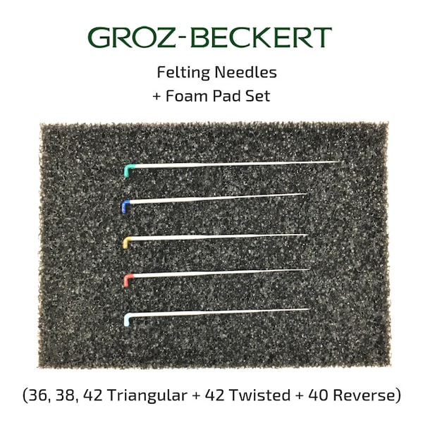 Groz-Beckert Filznadeln Set mit Filzgleiter (36, 38, 42 Gauge dreieckig + 42 Gauge twisted + 40 Gauge Reverse Nadeln).
