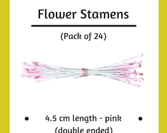 Paper Flower Stamens - Pink - Pack of 24