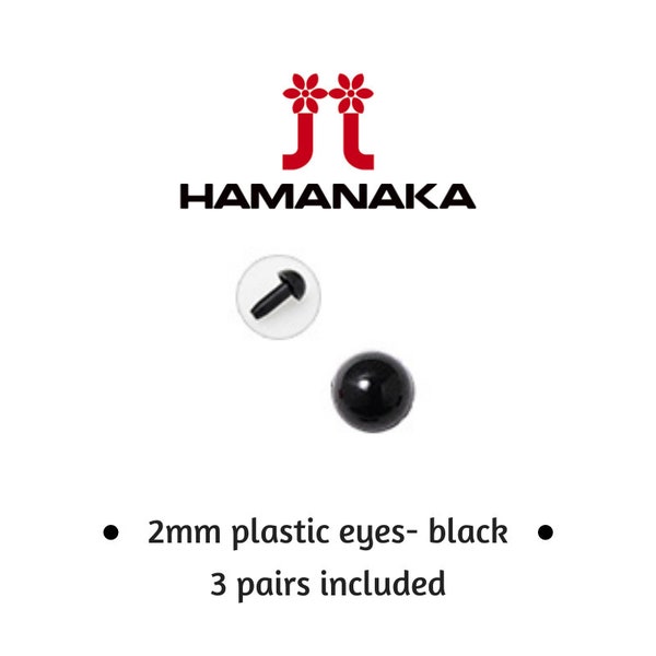 3 x paire – Hamanaka 2 mm yeux noirs pour fabriquer des poupées et des jouets. Accessoire de fabrication de poupée.