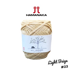 Hamanaka Eco-Andaria Raffiagarn - Hellbeige #23 - Ideal für Häkeltaschen, Geldbörsen, Hüte und mehr!