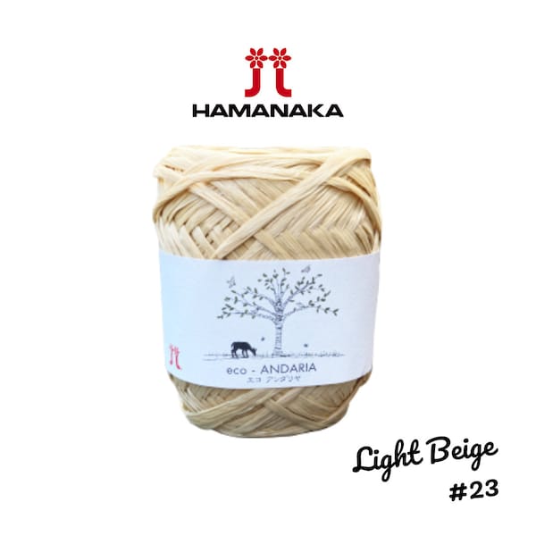 Hamanaka Eco-Andaria Raffia Garn - Hellbeige #23 - Ideal zum Häkeln von Taschen, Geldbörsen, Hüten & mehr!