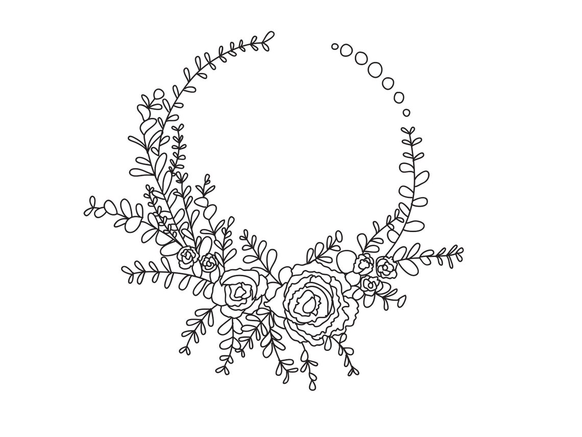 Rustic Hand Drawn Flower Wreath Svg Png Wreath Leaf Wreath - Etsy