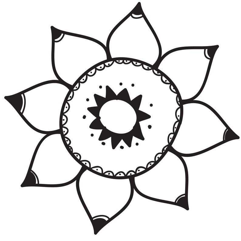 Floral doodle svg and png flower doodle for small commercial | Etsy