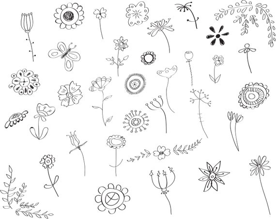 Download Flowers Doodle Svg Etsy