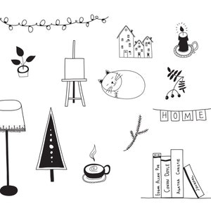Hygge clipart svg, scandinavian christmas clipart png, cozy home