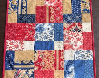 Americana, Patriotic Quilted Table Runner 17”