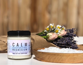 Manteca corporal batida de magnesio orgánica: calmante, buena para dormir, alivio muscular.