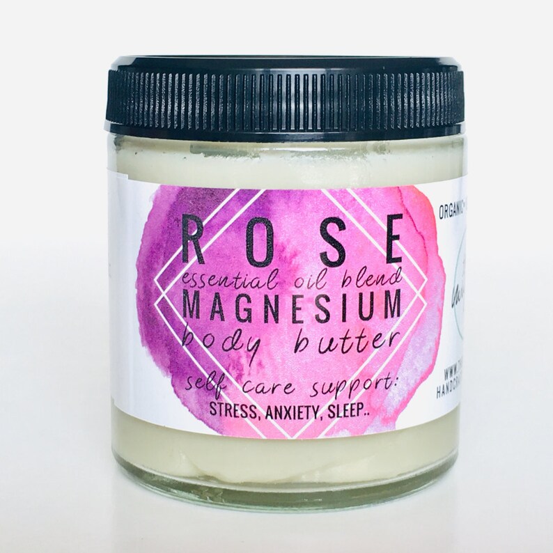 Magnesium Butter, Magnesium lotion, Whipped Magnesium Body Butter, Pregnancy Self Care Gift, Calm Kids, Sleep Support, Anxiety, Stress, RLS Bergamot Rose