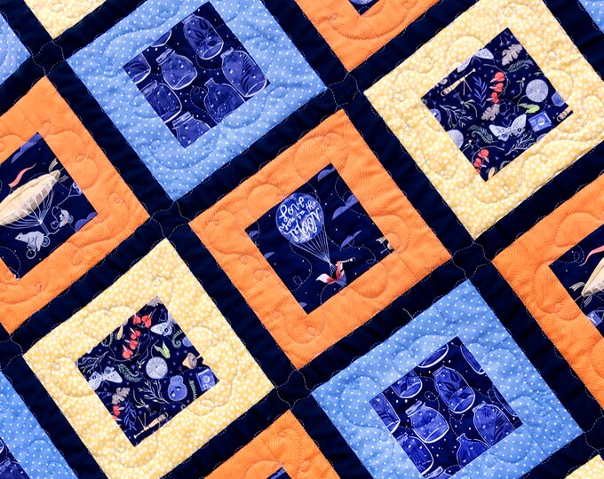 Baby Quilt, Cabin Quilt, Camp, Love You to the Moon, Woodsy, Ball Jars