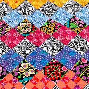 Kaffe Fassett Lap Quilt, Toddler Quilt, Throw Quilt, Handmade, Spots, Florals, Muti Color, Valentine Gift, Black and White