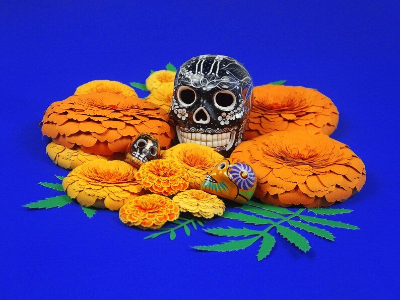 Cempasuchil marigold Paper Flowers Set of 5 Flor De Etsy