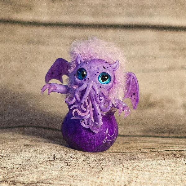 cthulhu purple underwater god ooak art doll fantasy creature magical cauldron