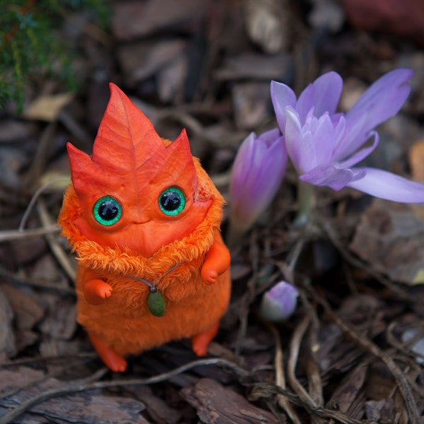 MADE TO ORDER art toy "Autumn Leaf spirit" oaak doll fantasy creature kodama